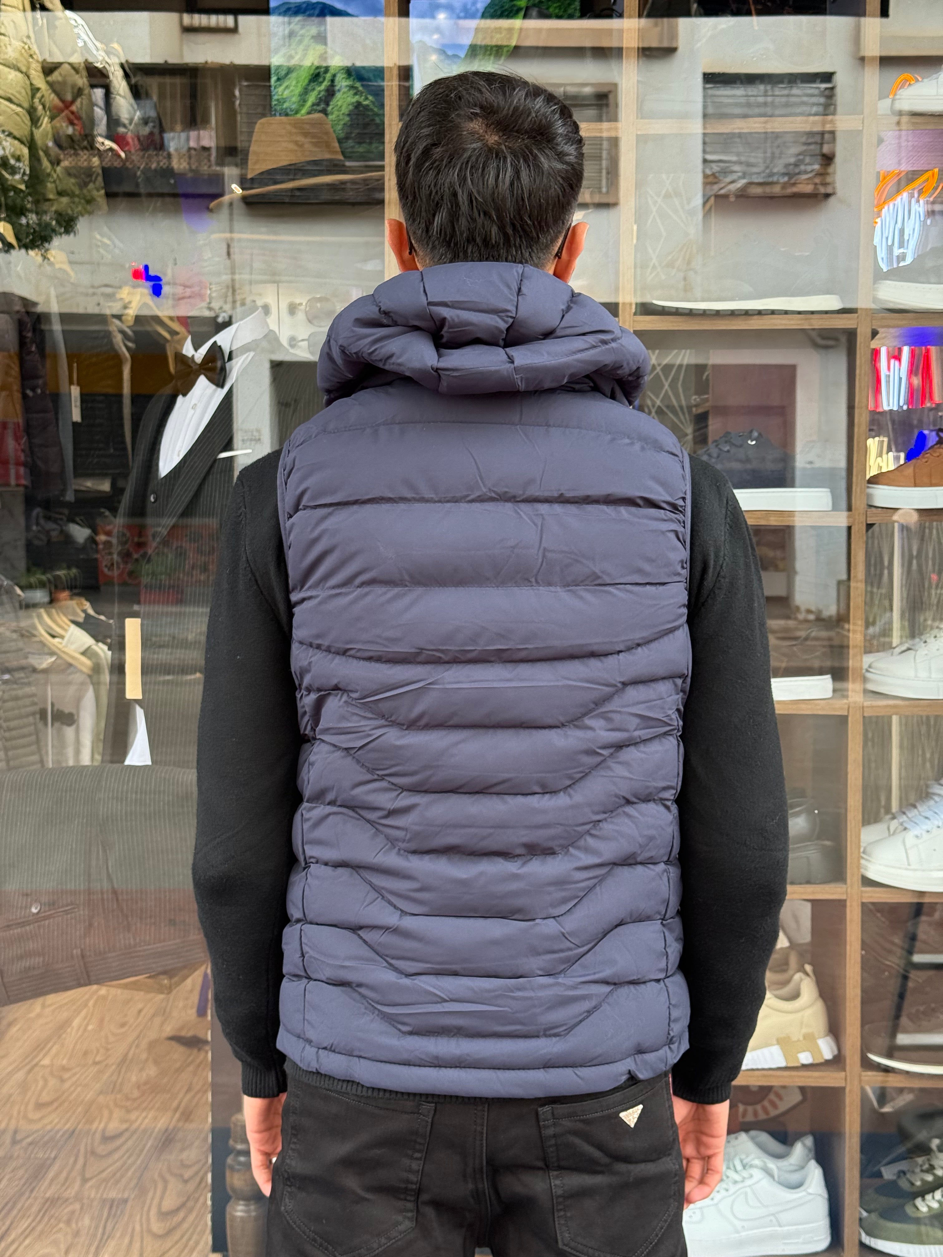 Gilet Matelassé Homme Bleu Nuit – Sans Manches Col Haut Confort