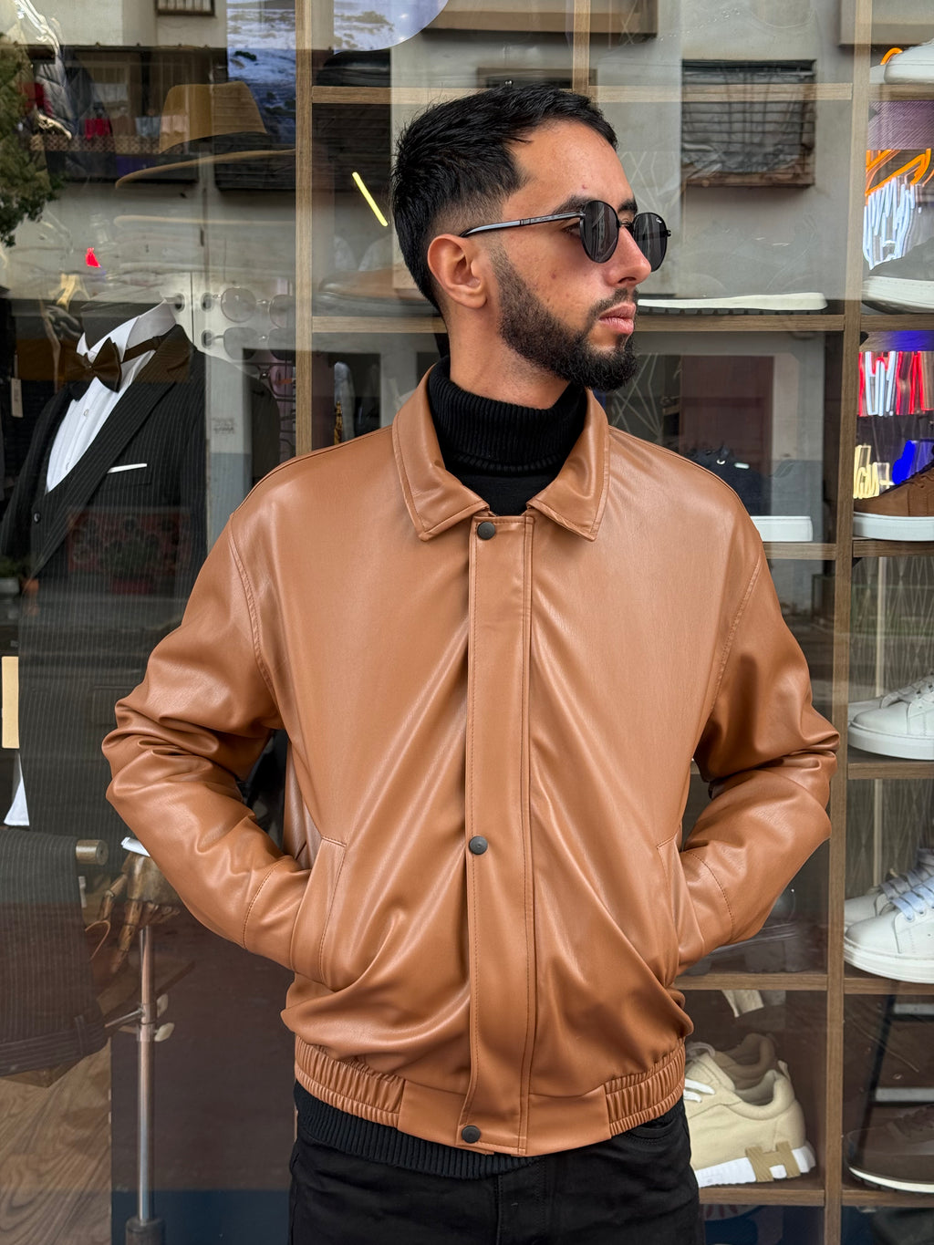 Veste Homme Camel Effet Cuir – Style Classique Revisité