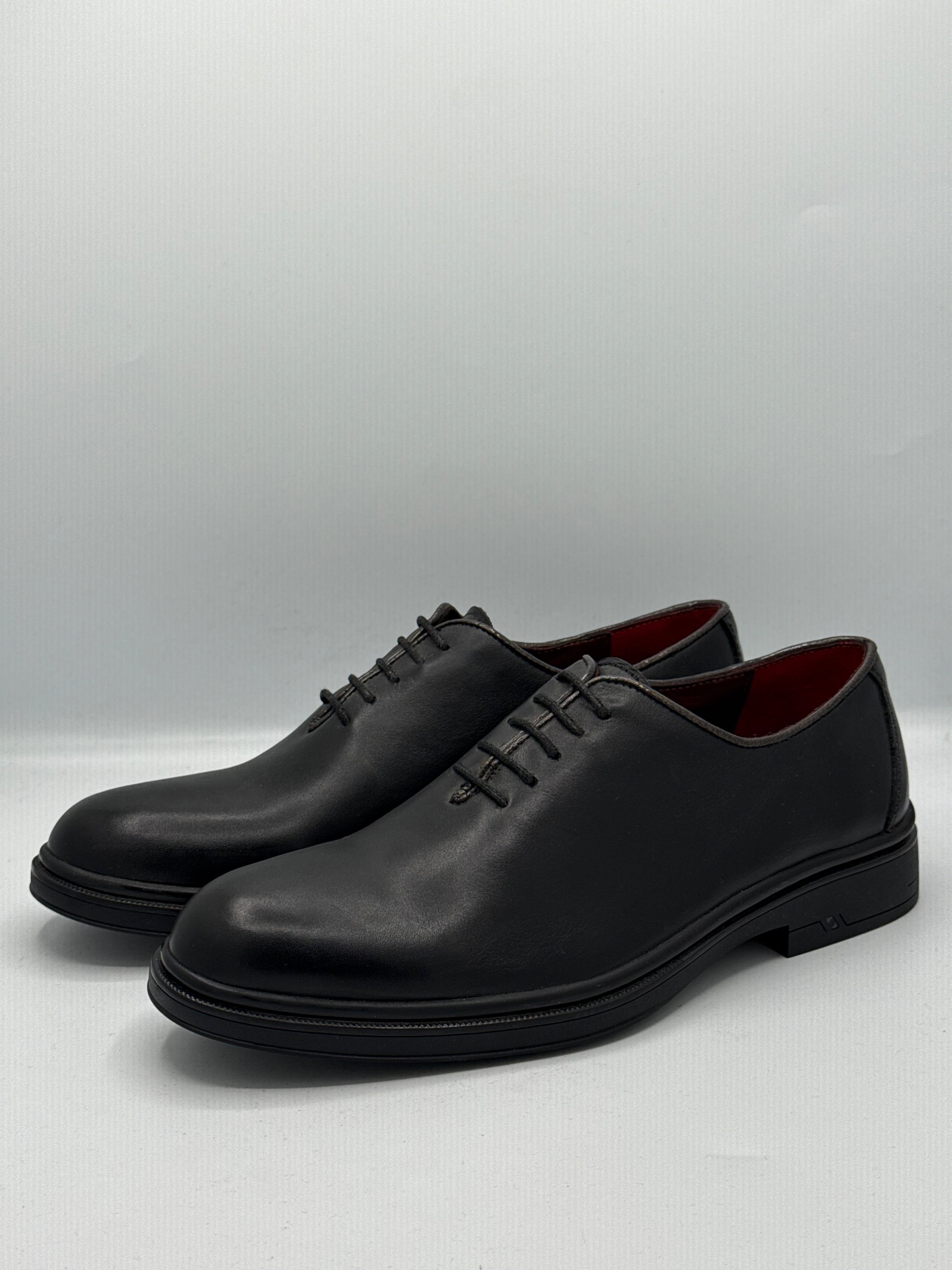 Derby Classique Élégance Noire – Intérieur Rouge Signature