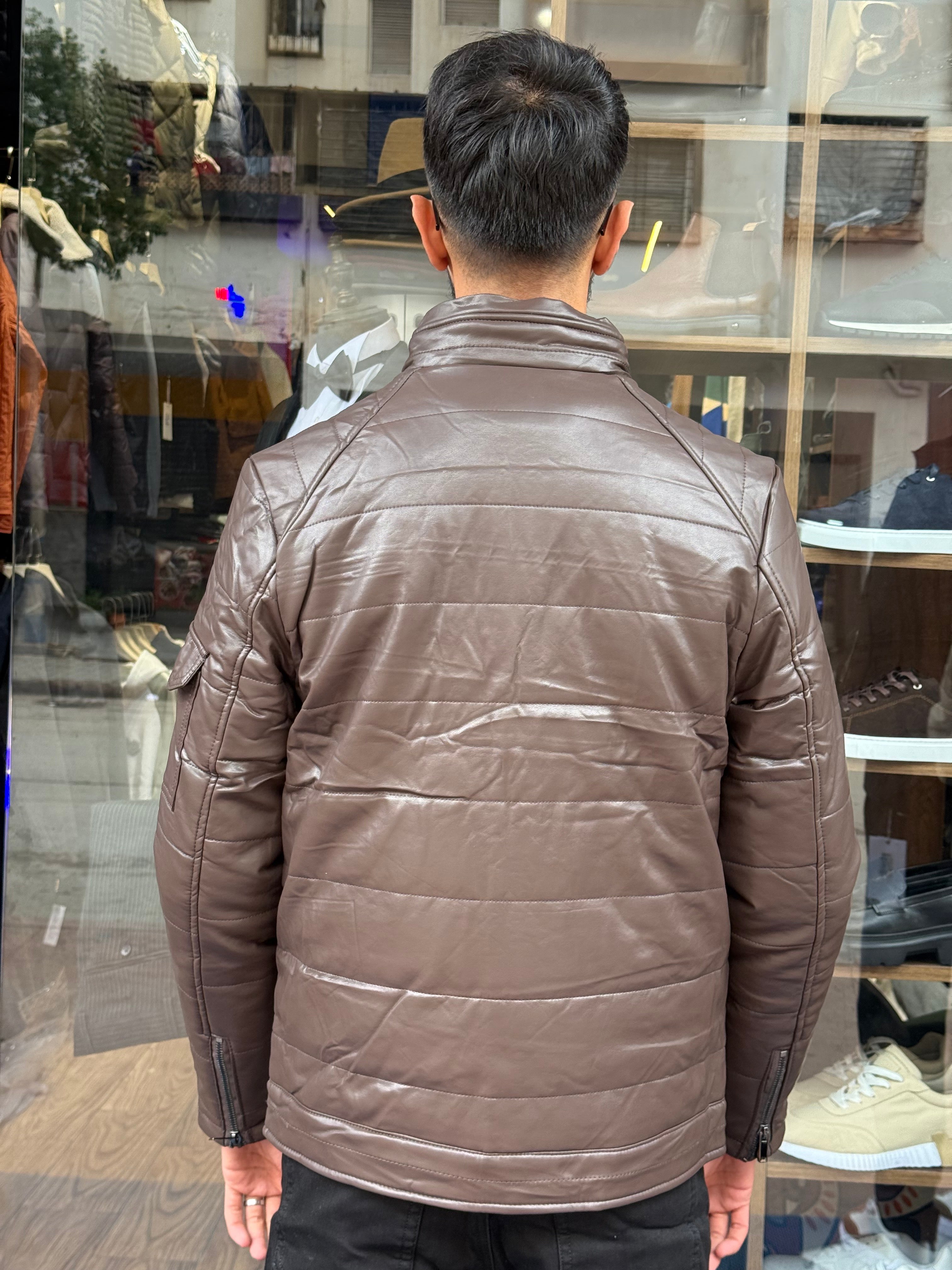 Veste Homme Marron Matelassée Col Montant – Style Urbain Chic