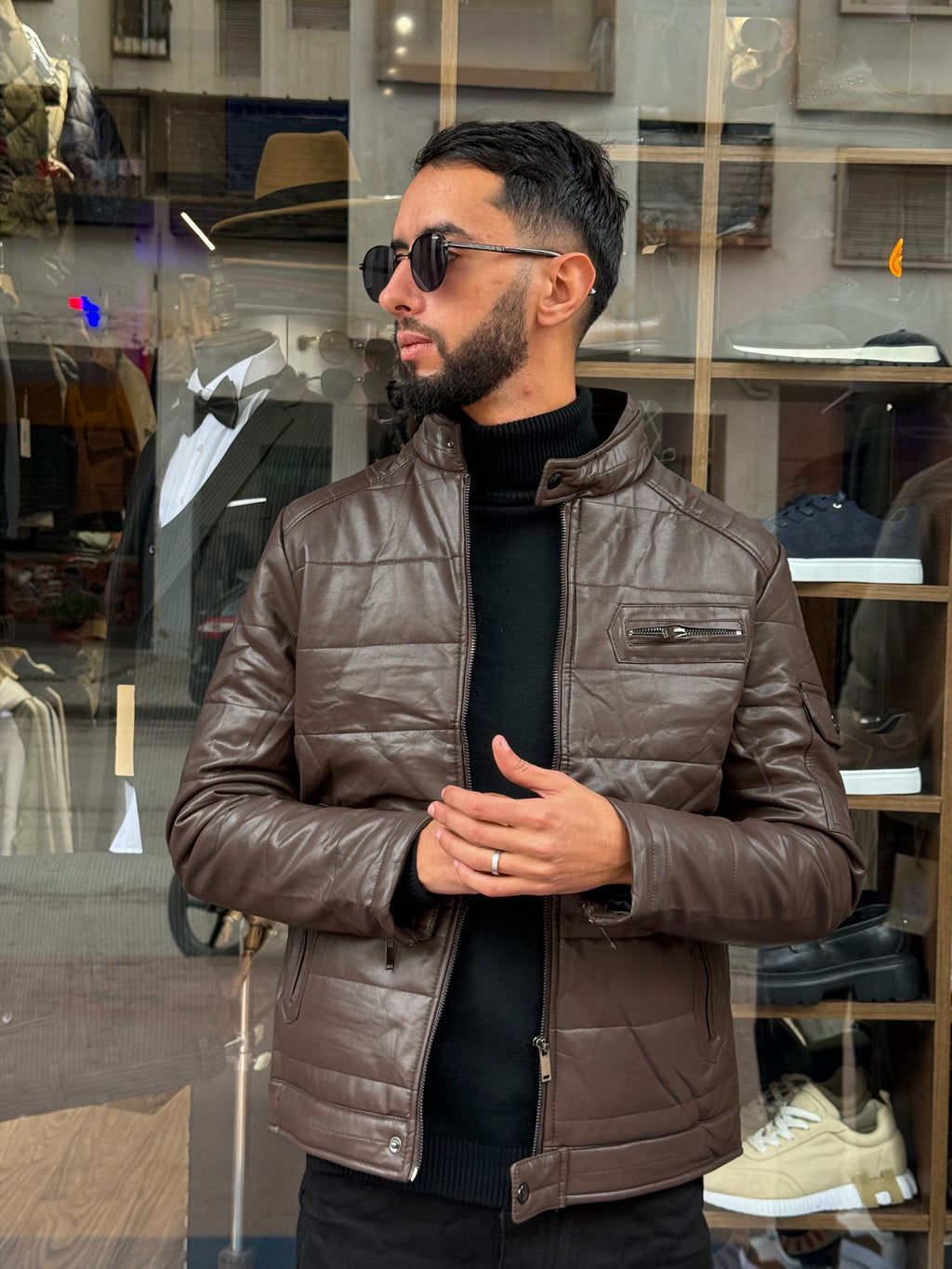 Veste Homme Marron Matelassée Col Montant – Style Urbain Chic