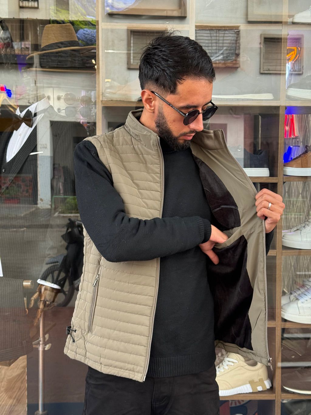 Gilet Matelassé Homme Kaki Urbain – Style Moderne & Pratique