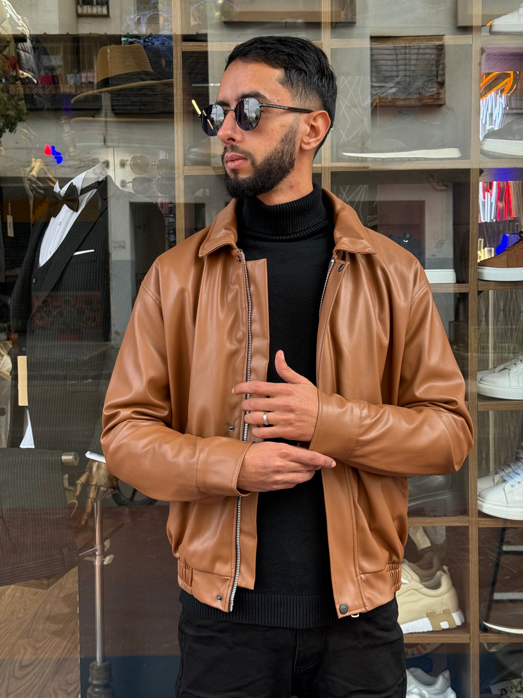 Veste Homme Camel Effet Cuir – Style Classique Revisité