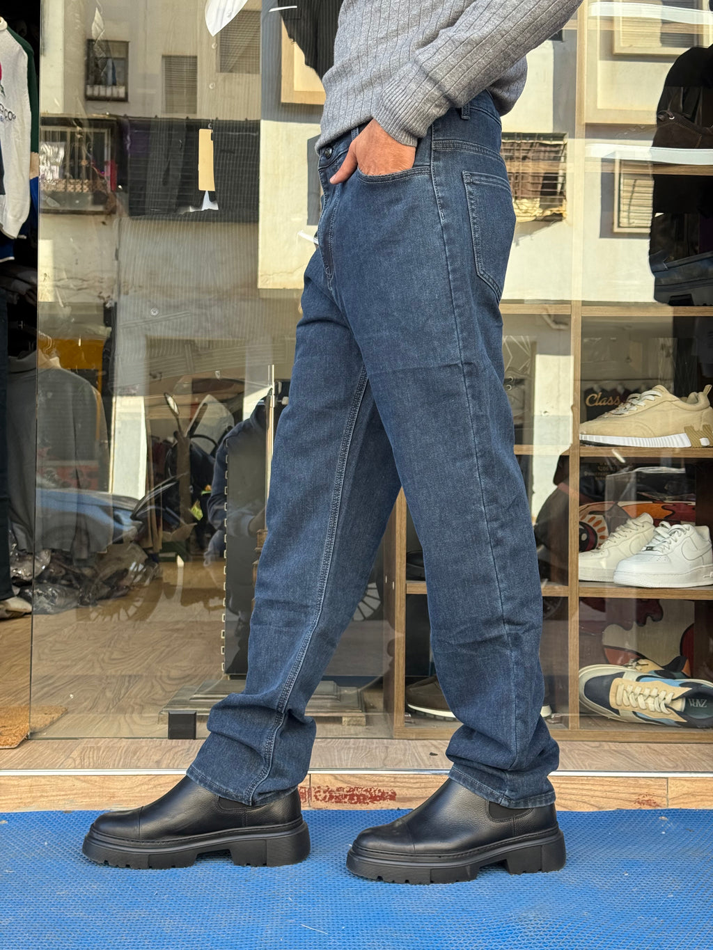 Jean Homme Coupe Droite – Bleu Classique