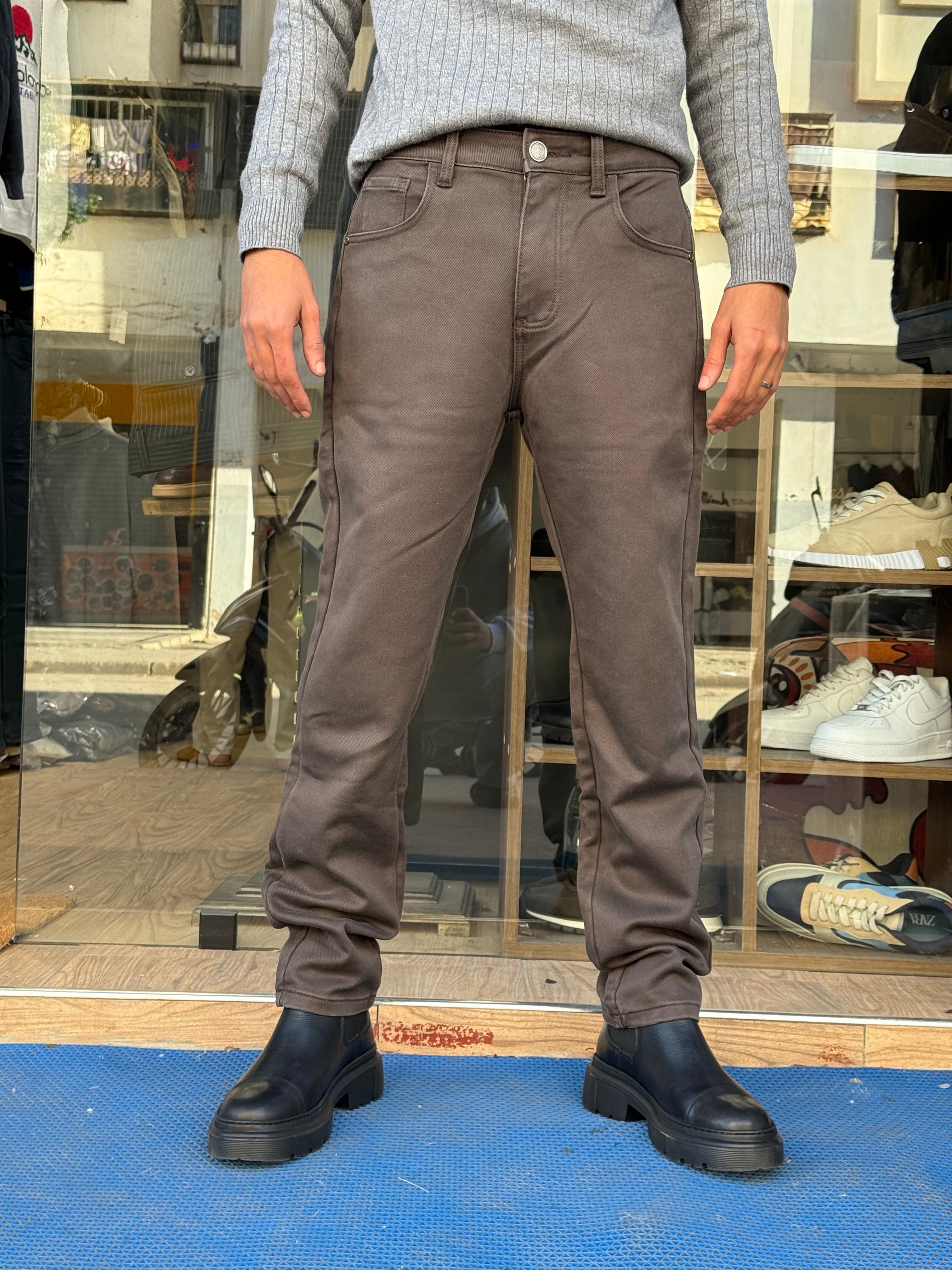 Pantalon Homme Coupe Droite Premium – Marron Foncé