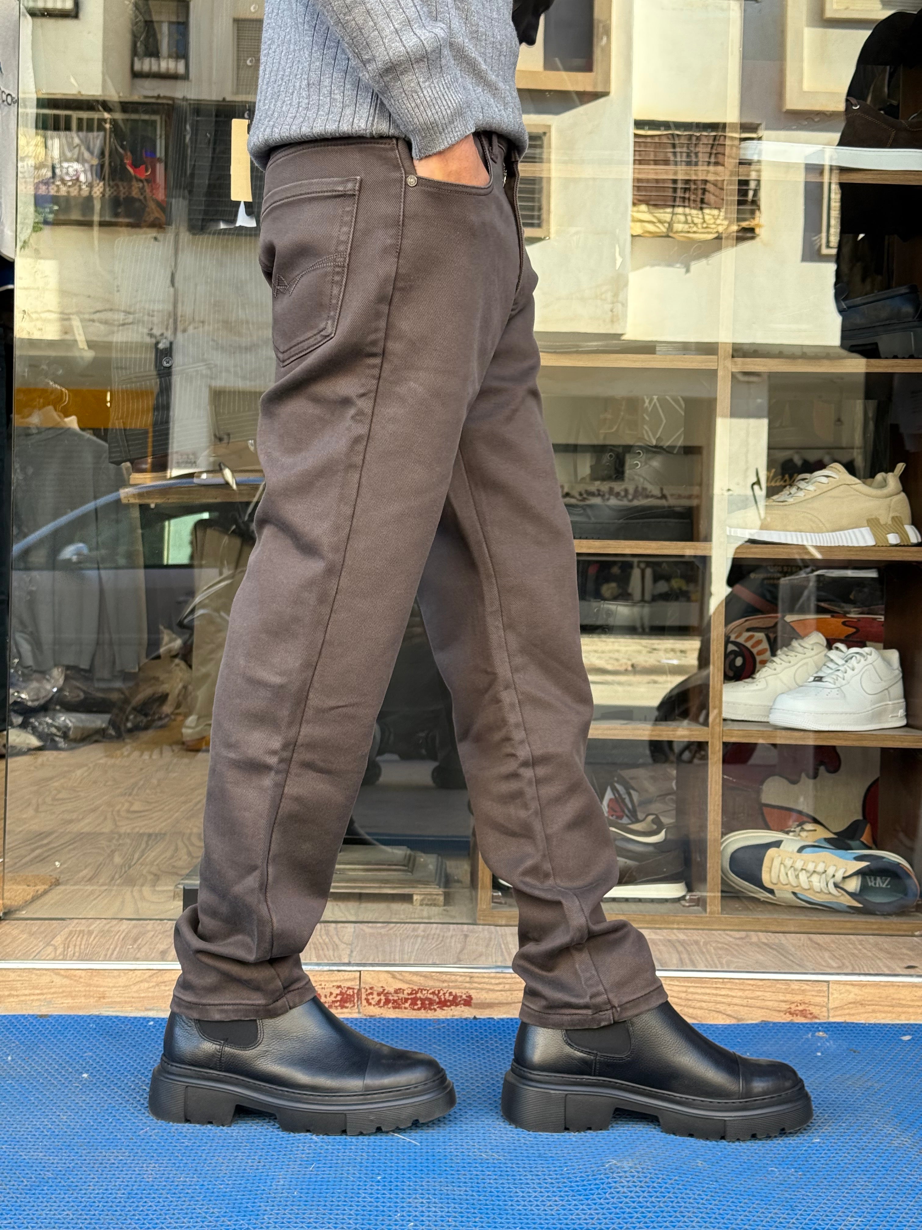 Pantalon Homme Coupe Droite Premium – Marron Foncé