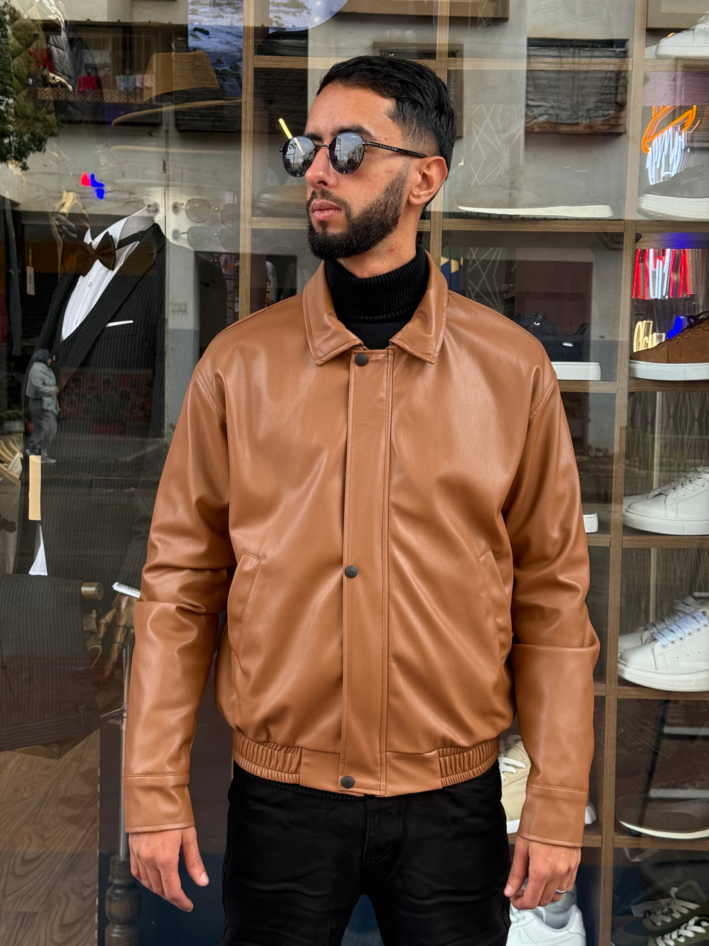 Veste Homme Camel Effet Cuir – Style Classique Revisité