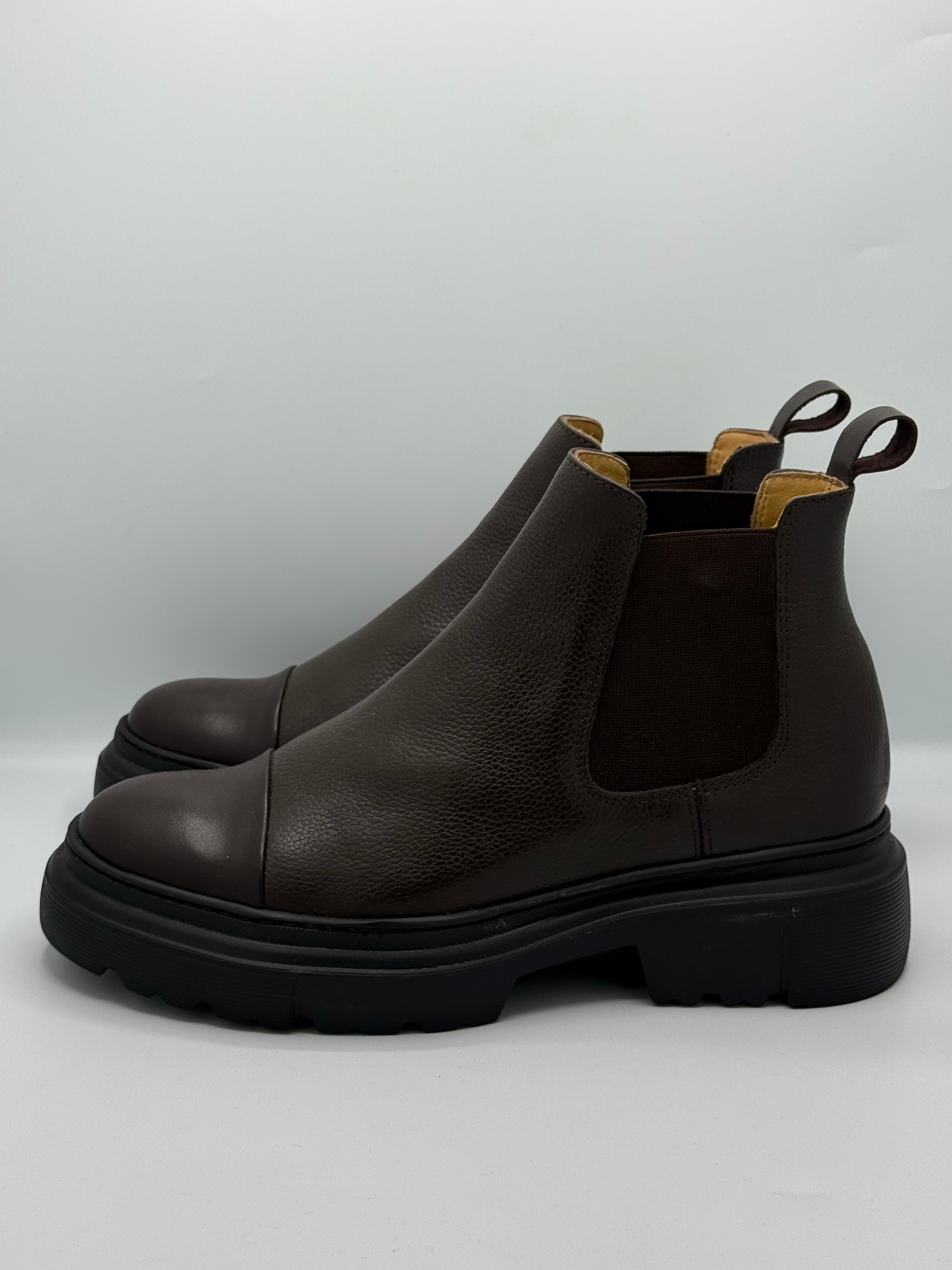 Bottines Chelsea Marron Foncé – Cuir Grainé & Semelle Track Premium