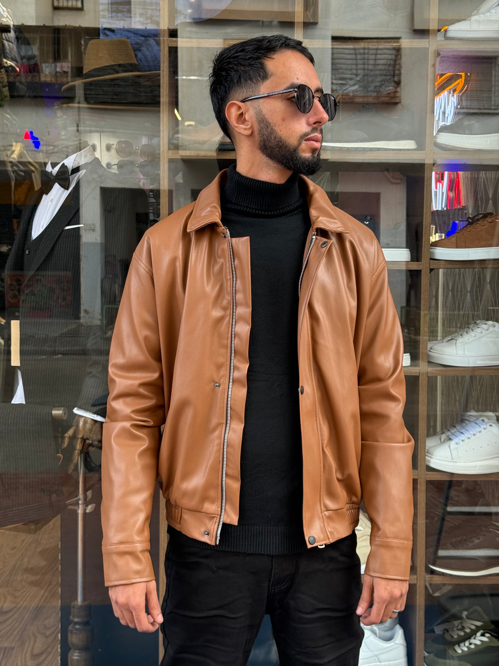 Veste Homme Camel Effet Cuir – Style Classique Revisité