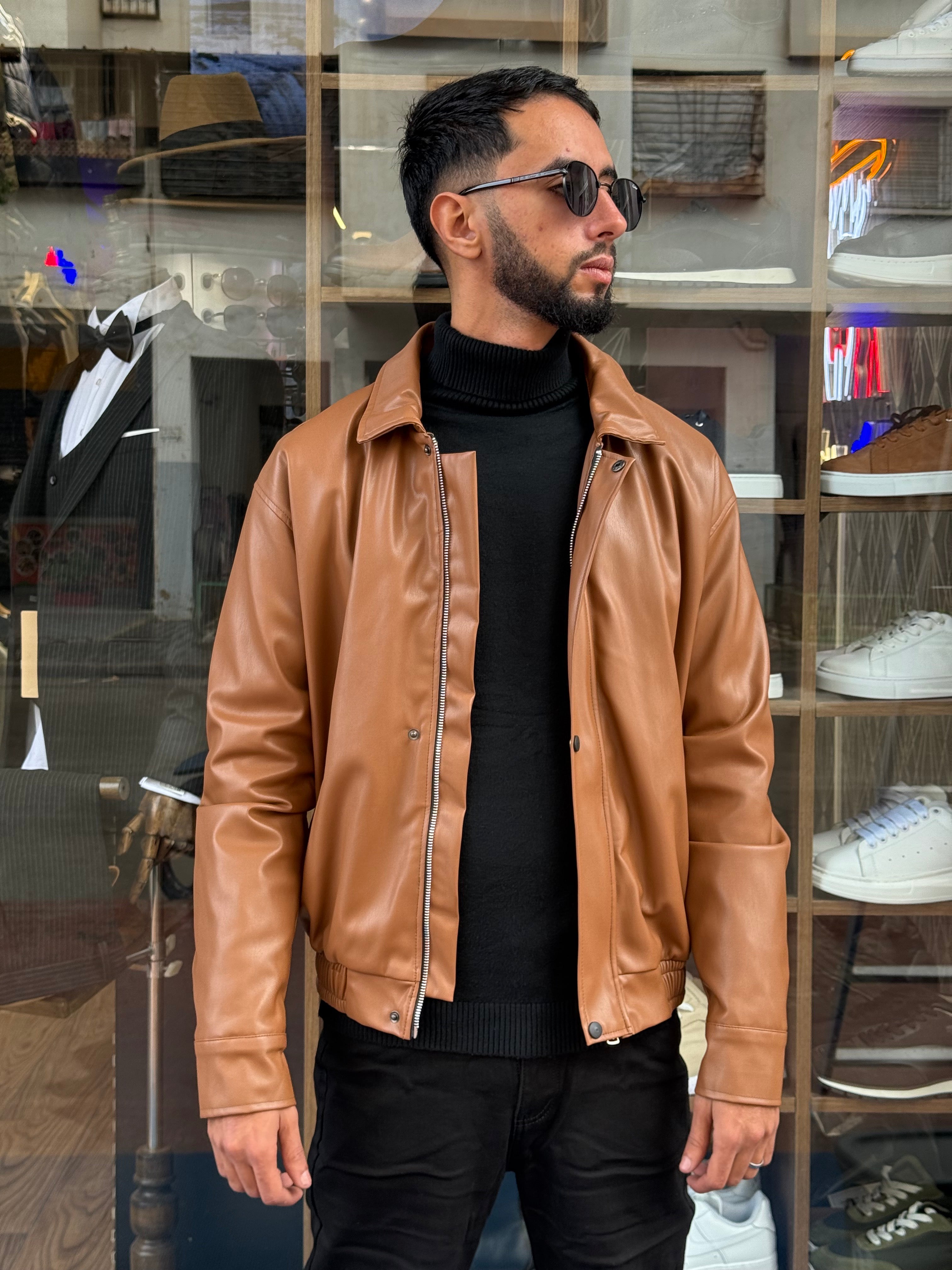 Veste Homme Camel Effet Cuir – Style Classique Revisité