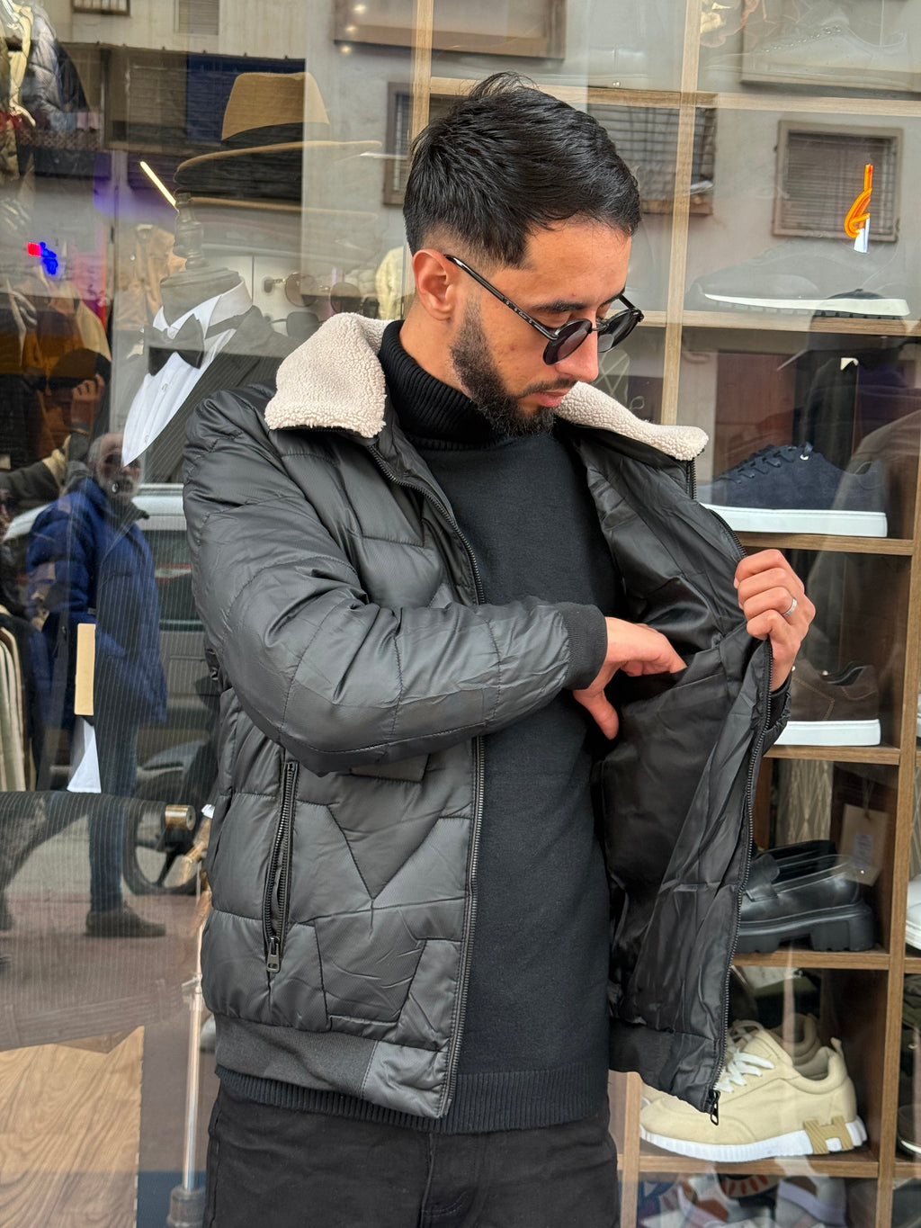 Veste Matelassée Premium Noire – Col Fourrure & Style Urbain