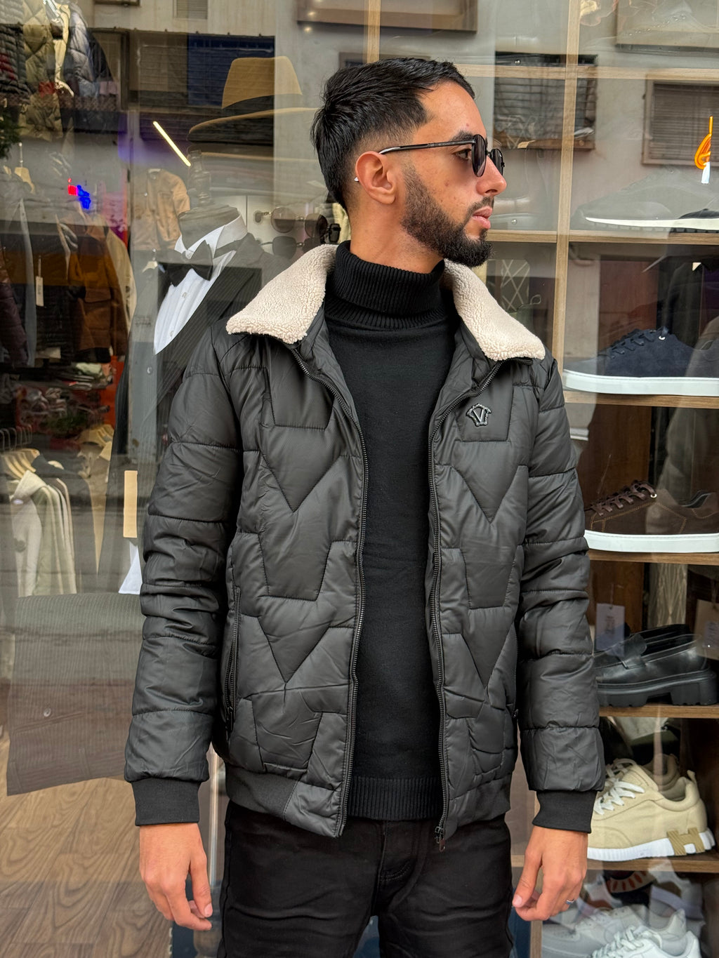 Veste Matelassée Premium Noire – Col Fourrure & Style Urbain