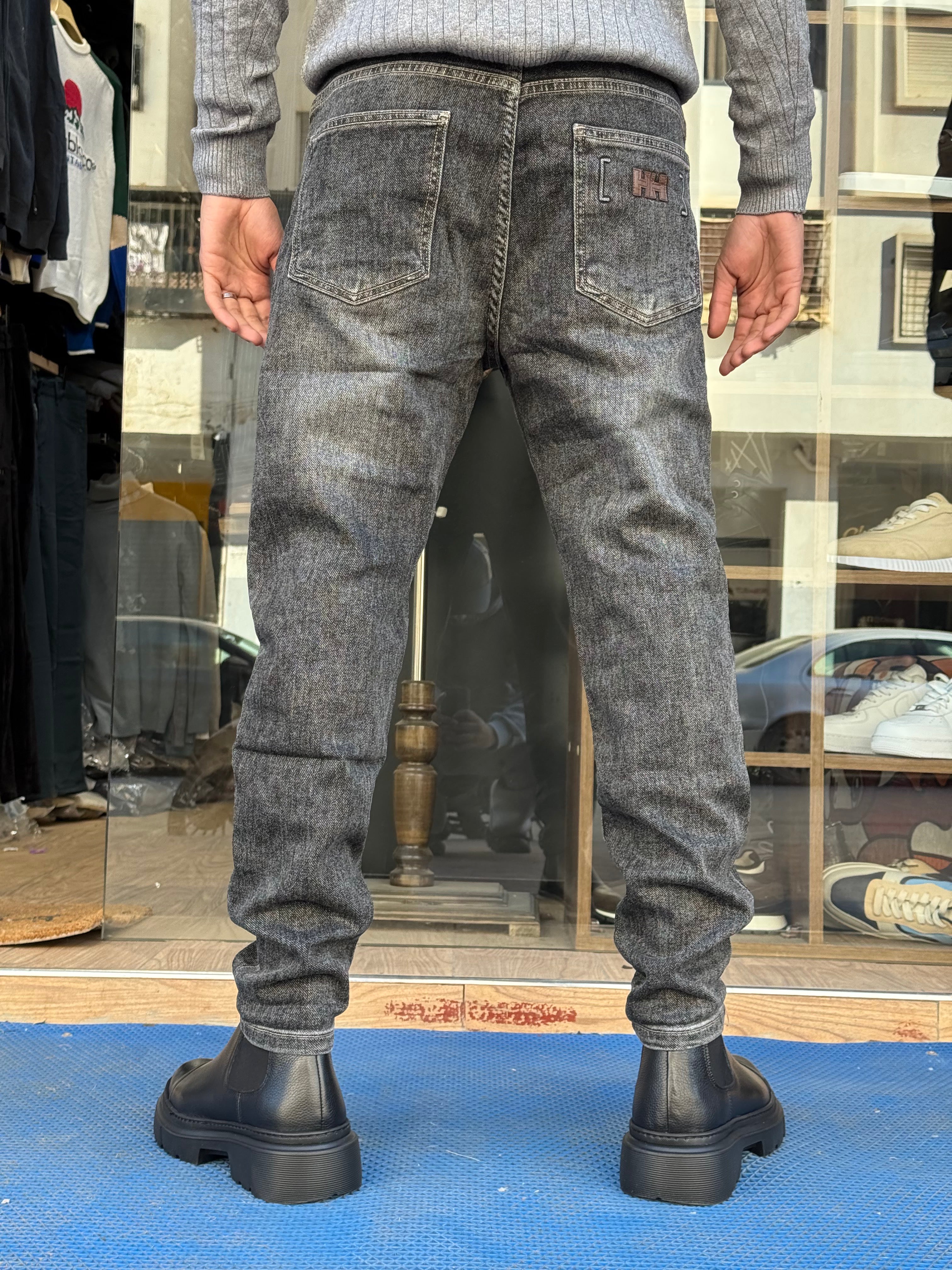 Jean Homme Coupe Droite – Gris Délavé