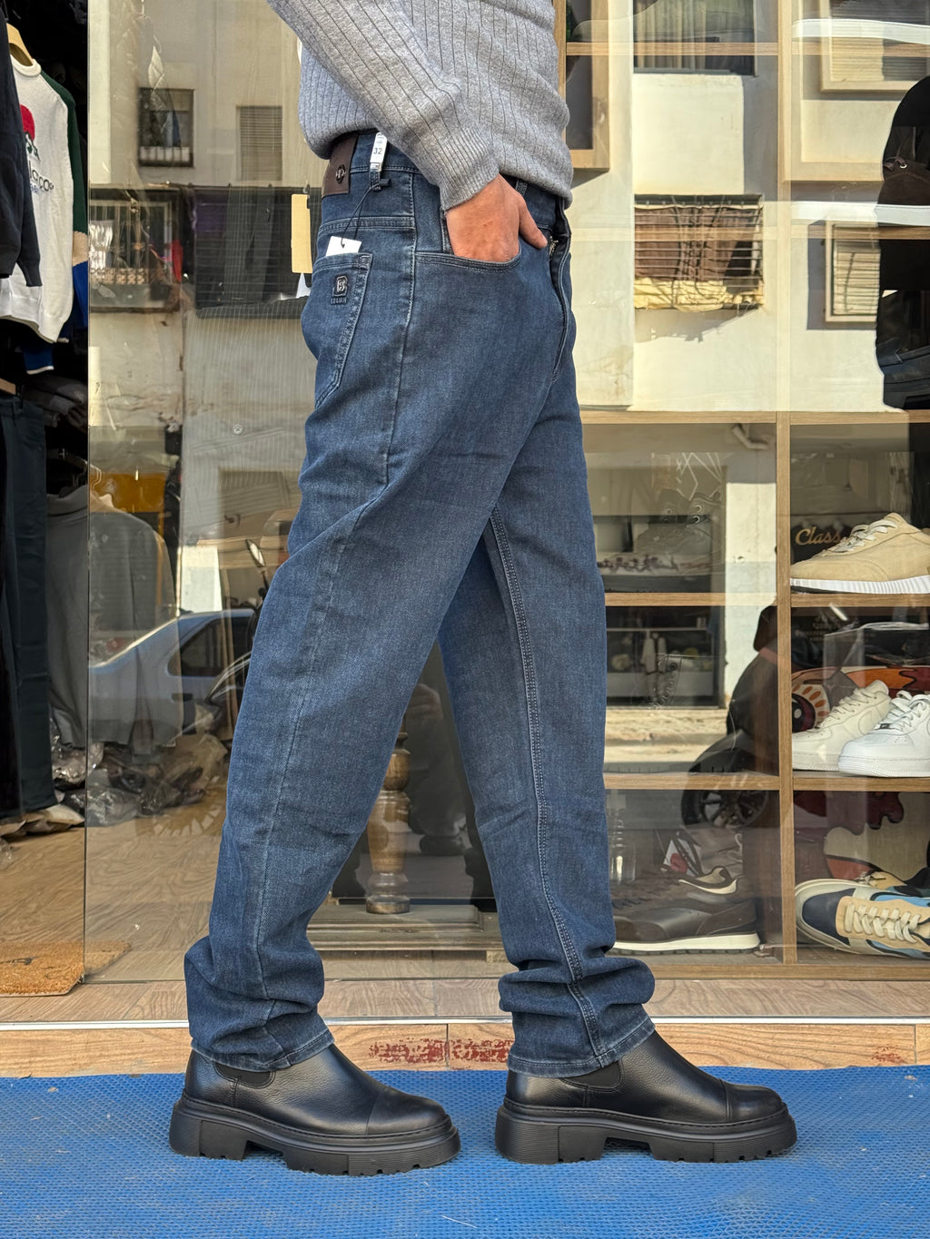 Jean Homme Coupe Droite – Bleu Classique