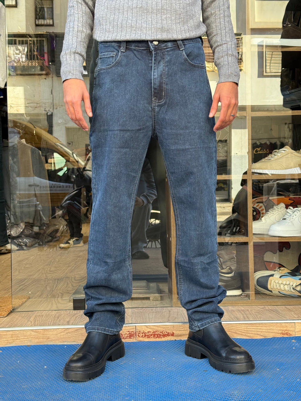 Jean Homme Coupe Droite – Bleu Classique