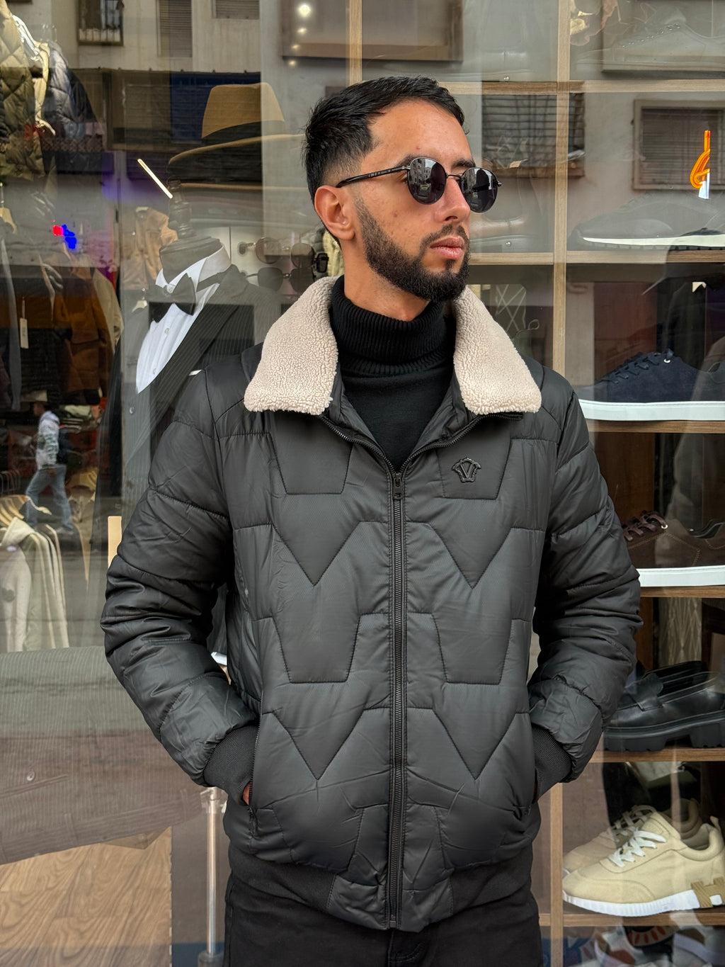 Veste Matelassée Premium Noire – Col Fourrure & Style Urbain