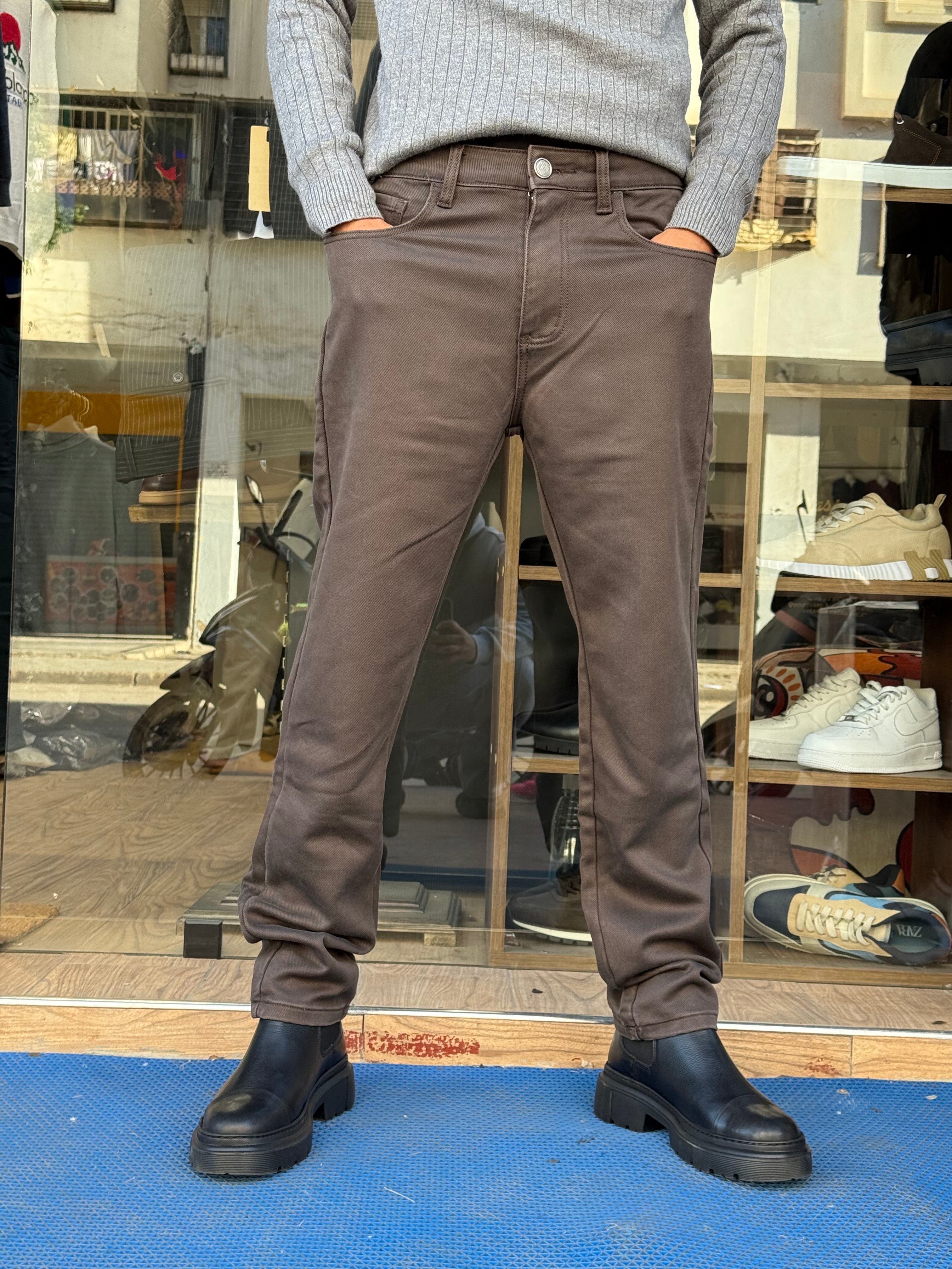 Pantalon Homme Coupe Droite Premium – Marron Foncé