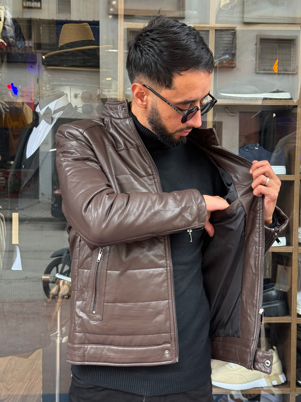 Veste Homme Marron Matelassée Col Montant – Style Urbain Chic