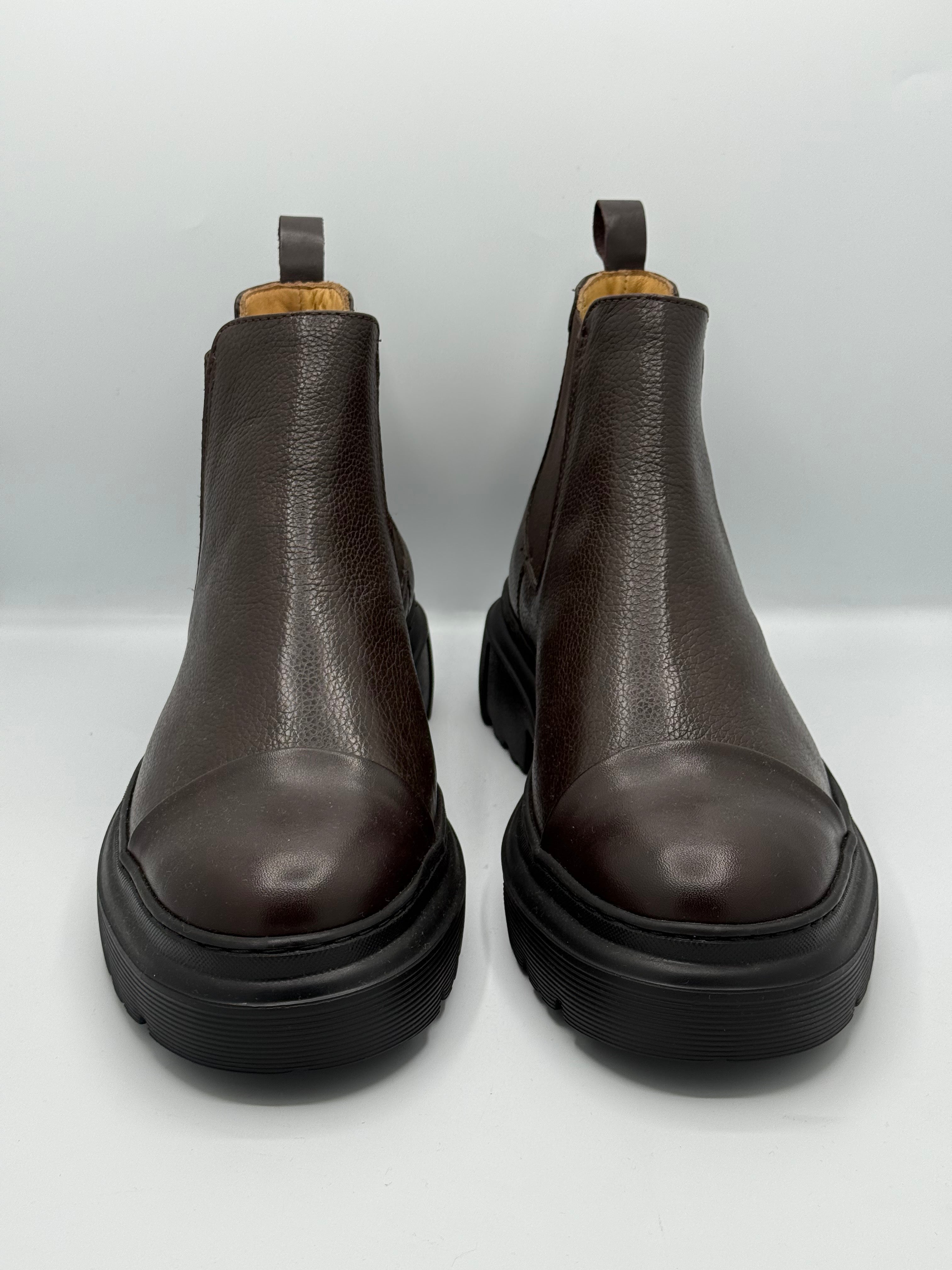 Bottines Chelsea Marron Foncé – Cuir Grainé & Semelle Track Premium