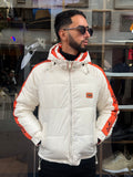 Veste Double Face Matelassée Blanche & Orange Homme – Élégance Sport-Chic Hivernale